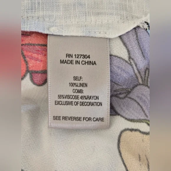 John Mark Women's Embroidered Tie Dye Button Linen Romance Top - Picture 9 of 9